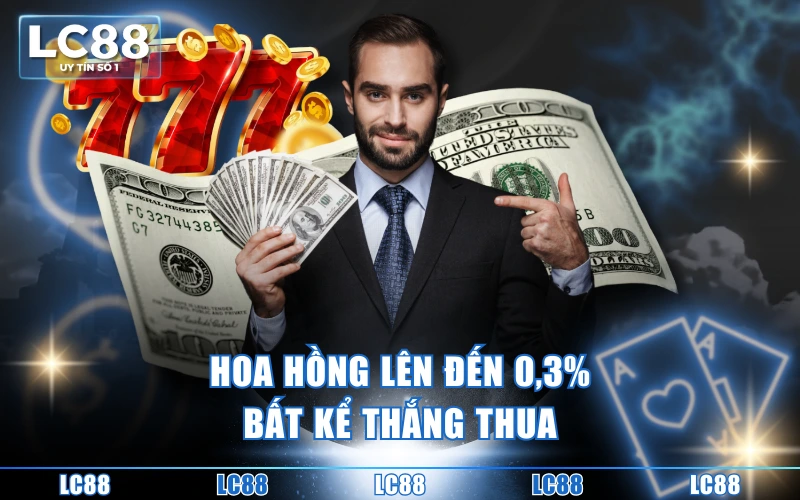Đại Lý 3 Hoa hồng lên đến 0,3% bất kể thắng thua